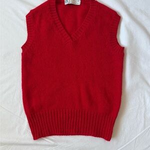 True Vintage Wool Preppy Red V-Neck Sweater Vest